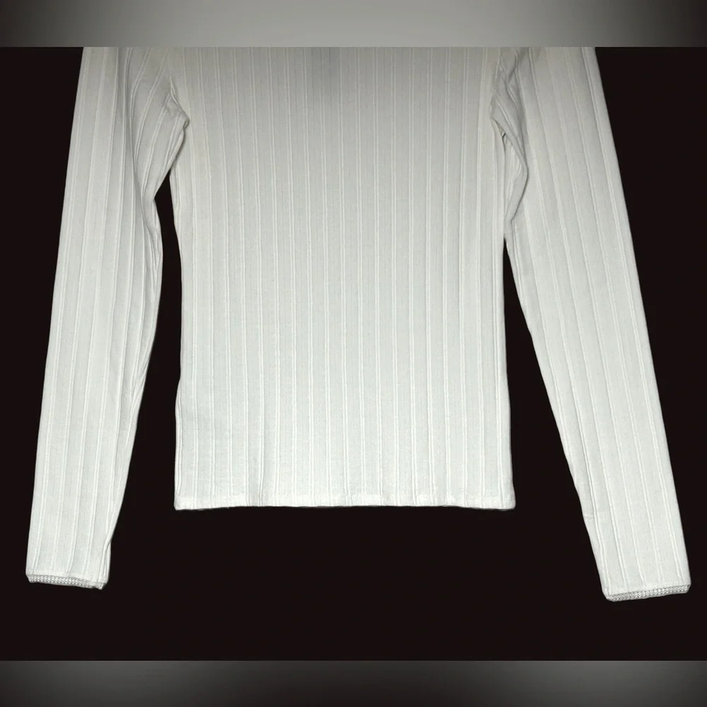 NWT J. Crew Ivory Pointelle Long-Sleeve T-Shirt, Small - Picture 8 of 14